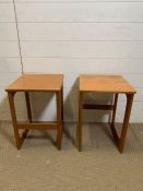 A pair of Mid Century teak side table (H48cm Sq36cm)