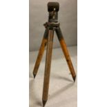 A Military oak and brass signalling telescope stand/tripod 1916 marked Houghton Butcher MFG Co No