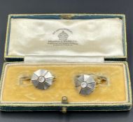 A Pair of Mappin & Webb 18ct gold and diamond gentleman's cuff links