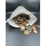 A Bag of assorted coins, range of countries, denominations and conditions.