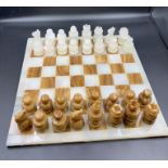 A Marble Chess set in original wooden carry case