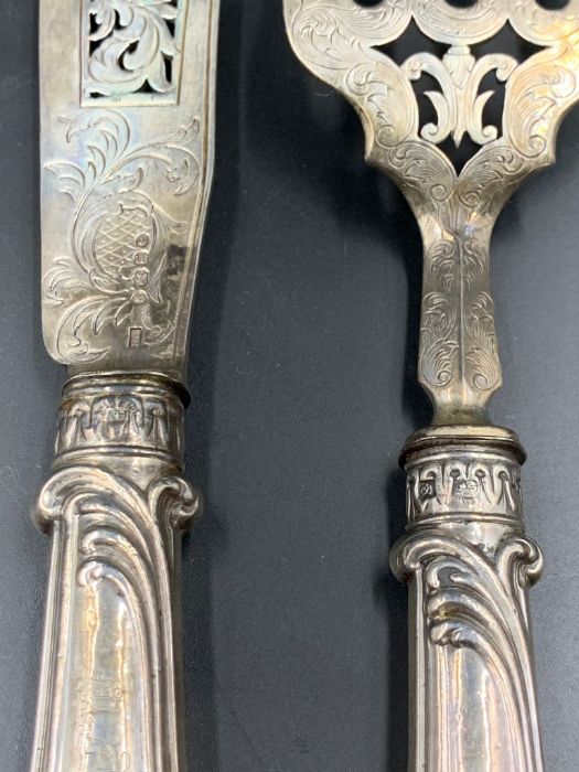 A pair of Victorian silver fish servers by FH, hallmarked for London 1847. - Image 5 of 6