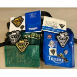 A Triumph Motorcycle waist bag and assorted memorabilia