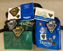 A Triumph Motorcycle waist bag and assorted memorabilia