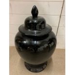 A Black ceramic contemporary Ginger Jar 57cm H
