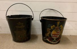 Two decorative buckets one with Raubenolt crest the other with an Oriental pattern