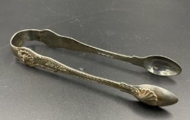 A pair of Georgian sugar tongs, hallmarked for London 1824 by William Chawner II