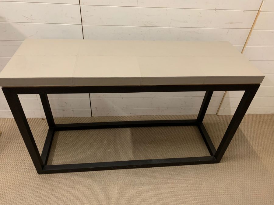 A console table on faux leather top and metal frame (H81cm W136cm D45cm) - Image 3 of 5