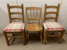 Three pine kitchen dining chairs