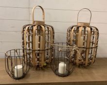 Two sets of hurricane lamps