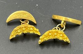 A Pair of Asian gold Gents cuff links, total weight 10g.