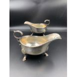 A Pair of Silver sauce boats with London hallmarks