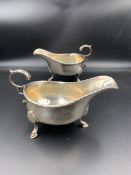 A Pair of Silver sauce boats with London hallmarks