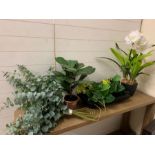 A selection of faux plants and long planter