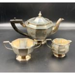A three piece silver (approx 580g) tea set hallmarked for 1895 London Thomas Bradbury & Sons