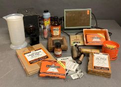 A selection of vintage photographic darkroom equipment