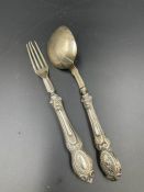 A silver Victorian spoon and fork