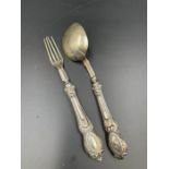 A silver Victorian spoon and fork