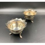 A Pair of silver salts, hallmarked for Birmingham 1901 by IL