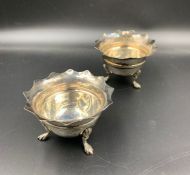 A Pair of silver salts, hallmarked for Birmingham 1901 by IL