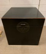 A Black lacquered OKA Chinese style trunk