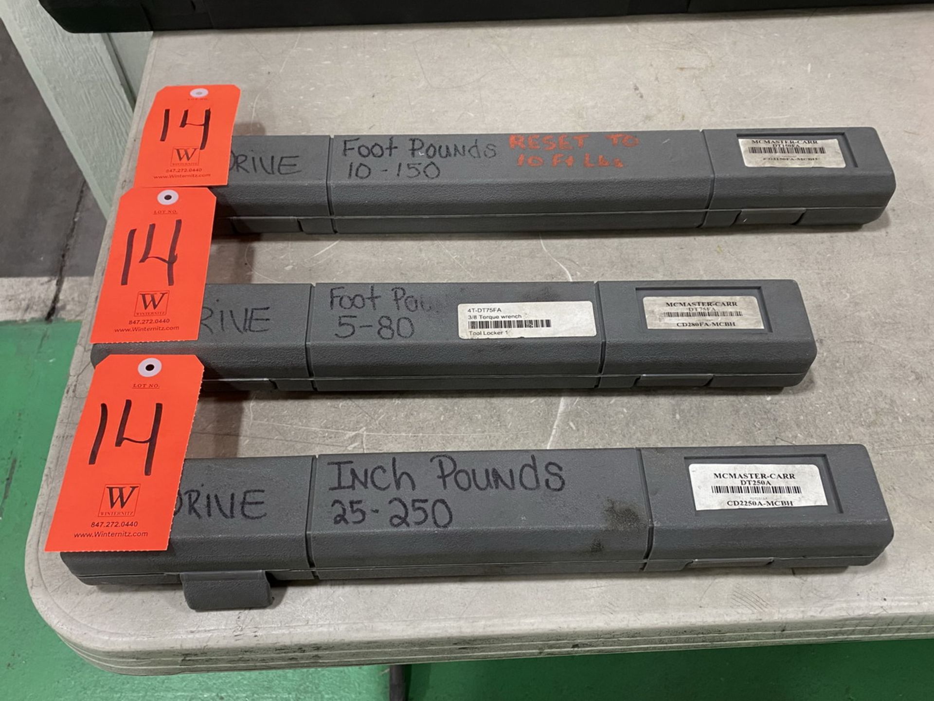 Lot - (3) McMaster-Carr Torque Wrenches; Ranging from: 3/8 in. Drive 5-80 ft. lbs., 1/2 in. Drive