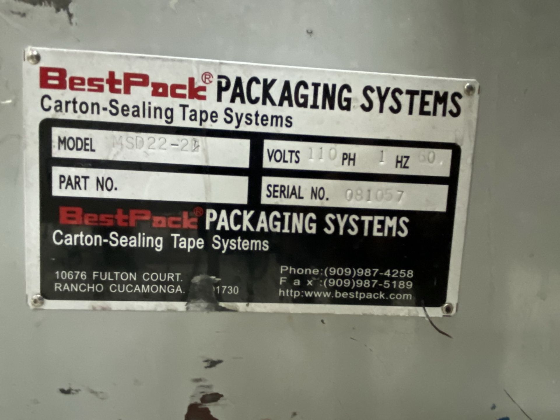 Best Pack Model MSD 22-2 Adjustable Top & Bottom Carton Sealer, S/N: 081057; with Power Side - Image 4 of 4