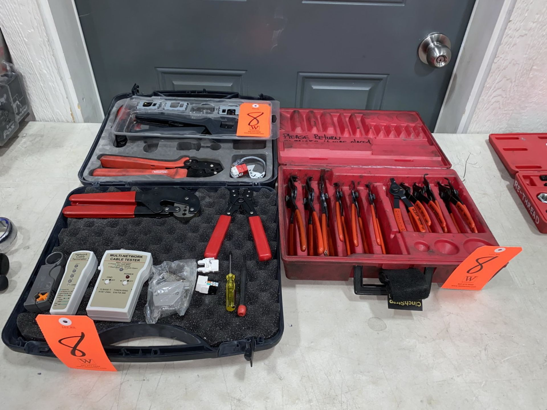 Lot - Wire Cutter Set; with Multi-Network Cable Tester, Network Cable Terminator, (1) Milbar