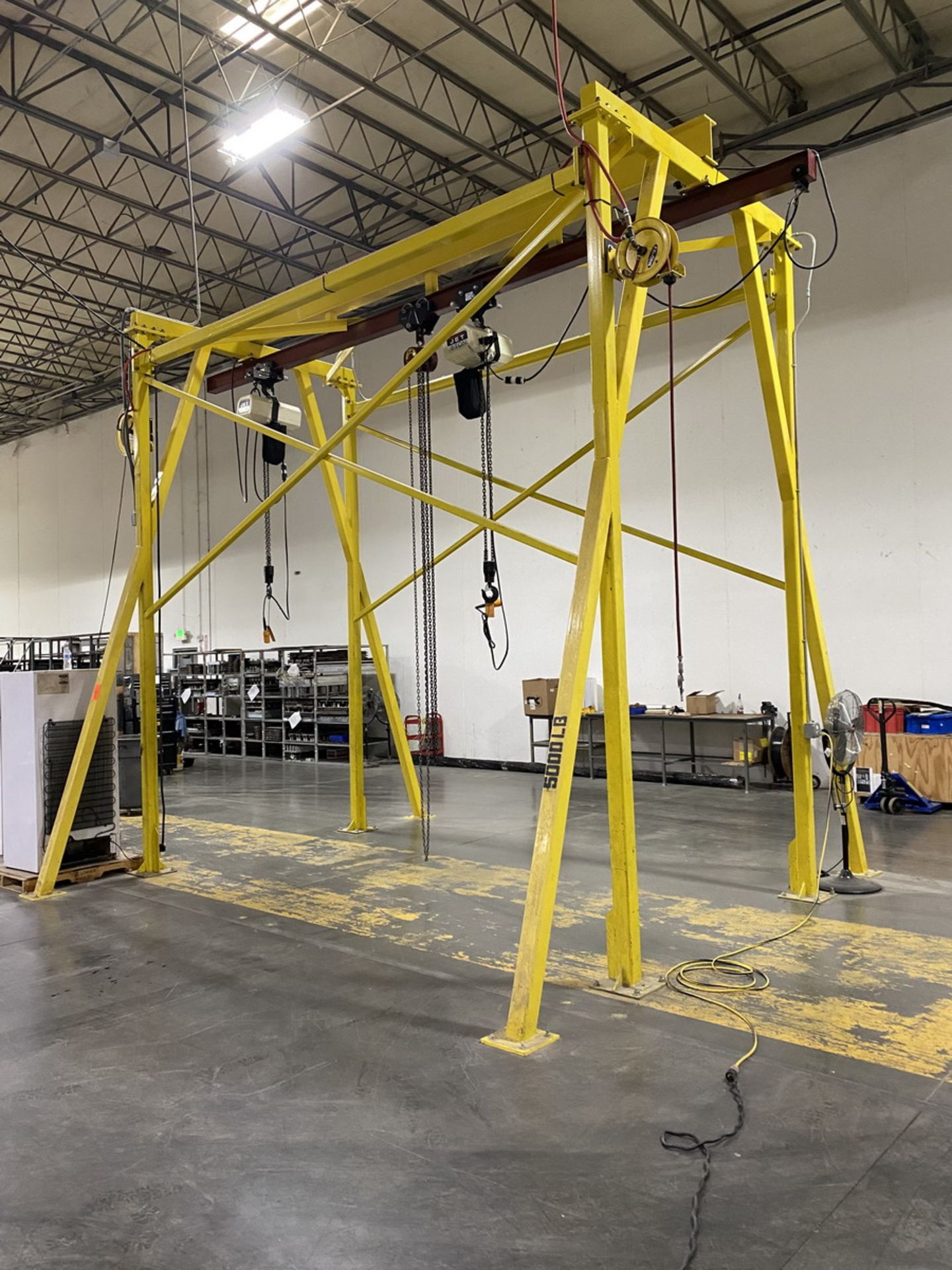 5,000 lb. Cap. Floor Mounted Gantry Crane; with (2) Jet 2-Ton Electric Chain Hoists, 15 ft. x 8 - Image 2 of 6