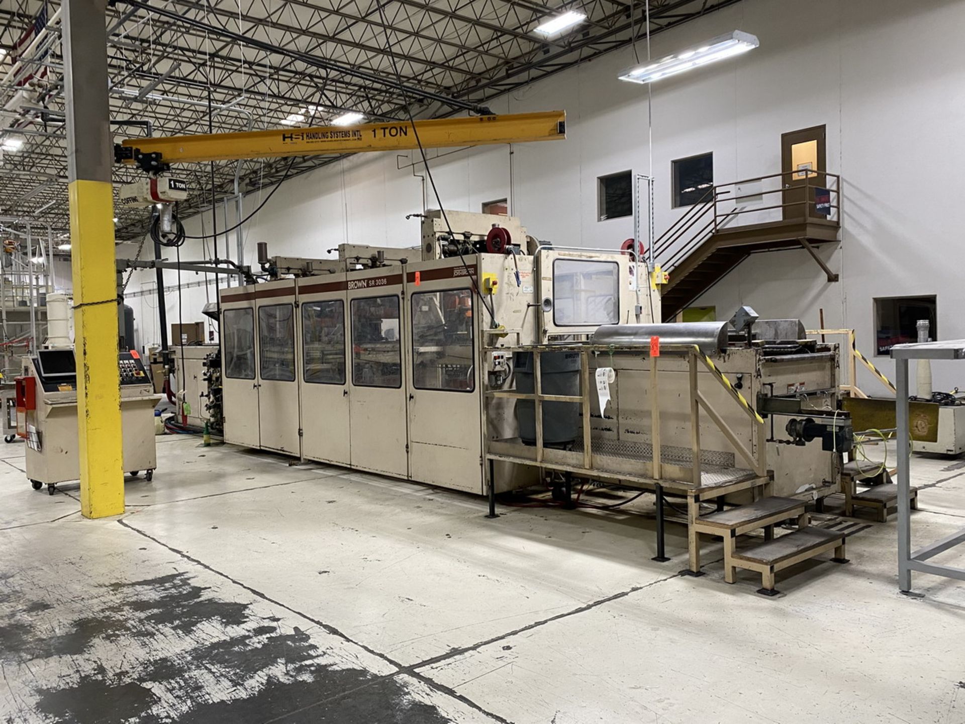 Brown Model SR-3036 In-Line Thermoforming Machine, S/N: 13590 (1998); with 112 in. Pre-Heat