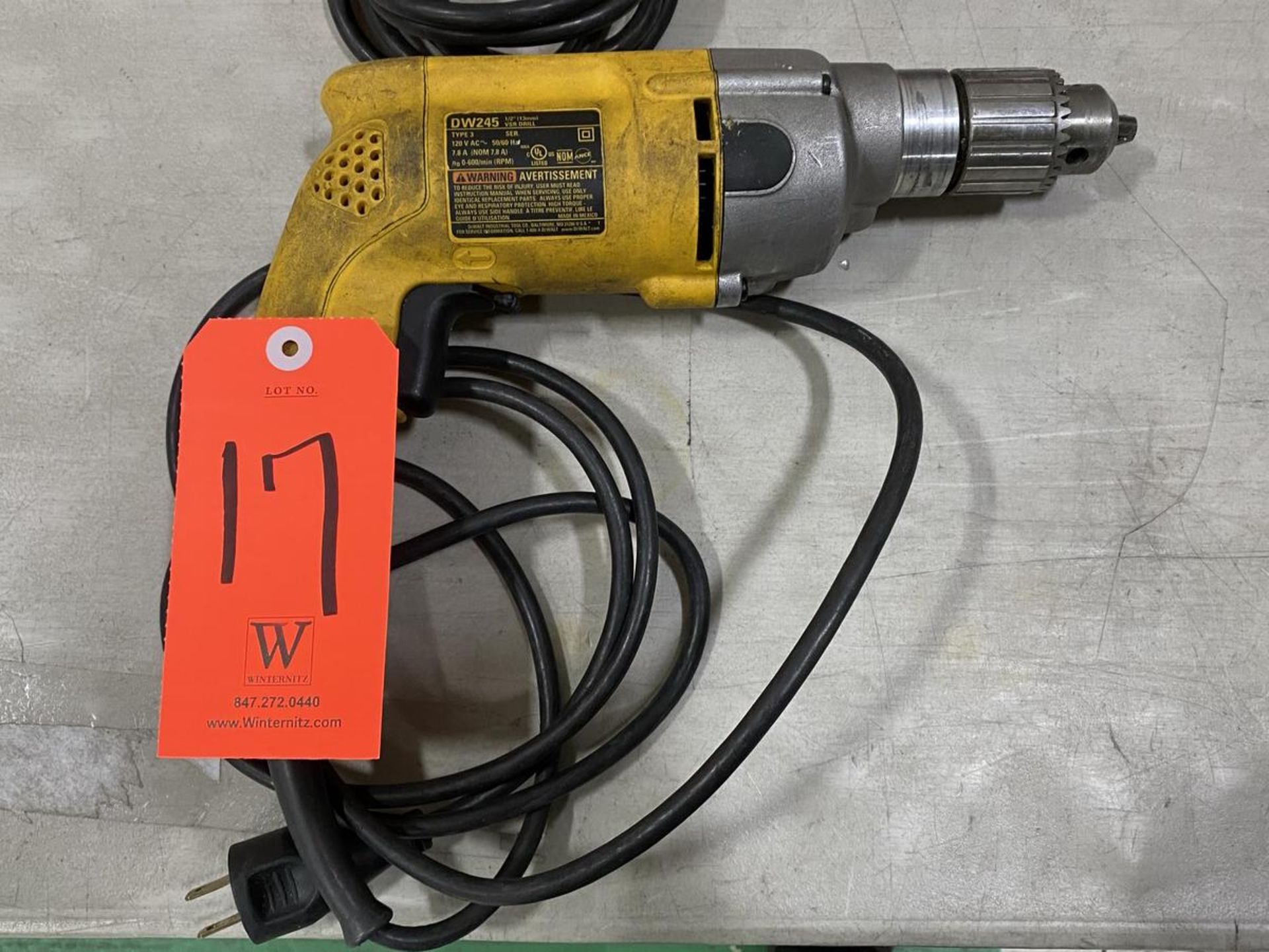 Lot - DeWalt Electric Hand Tools, Consisting of: (1) DeWalt Model Dw245 VRS Drill, 120-V; (1) DeWalt - Image 2 of 4