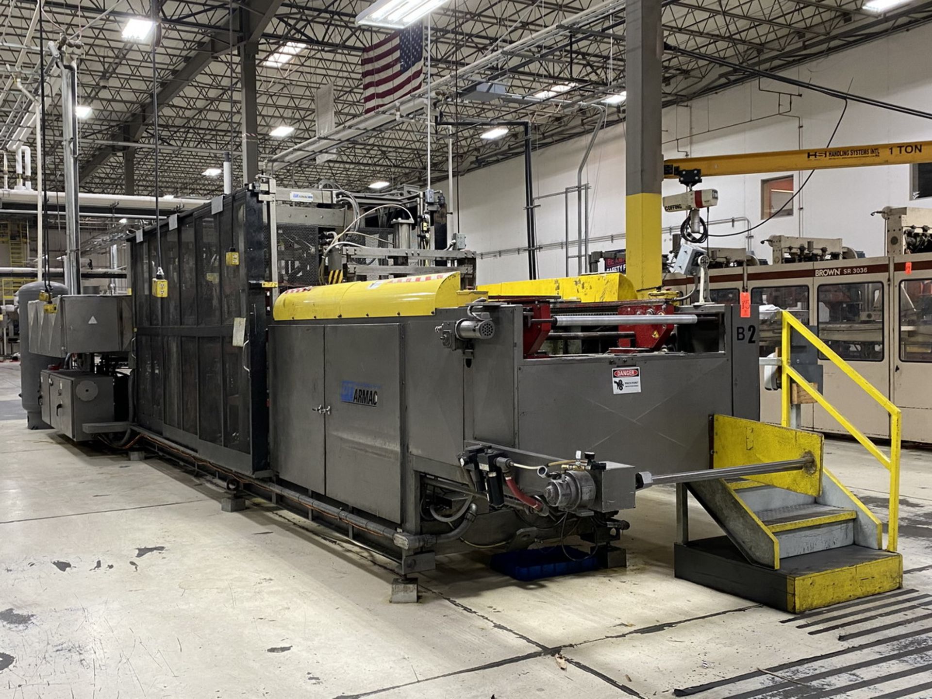 Armac Model 3036 In-Line Thermoforming Machine, S/N: 303600100; with 126 in. Pre-Heat Ceramic