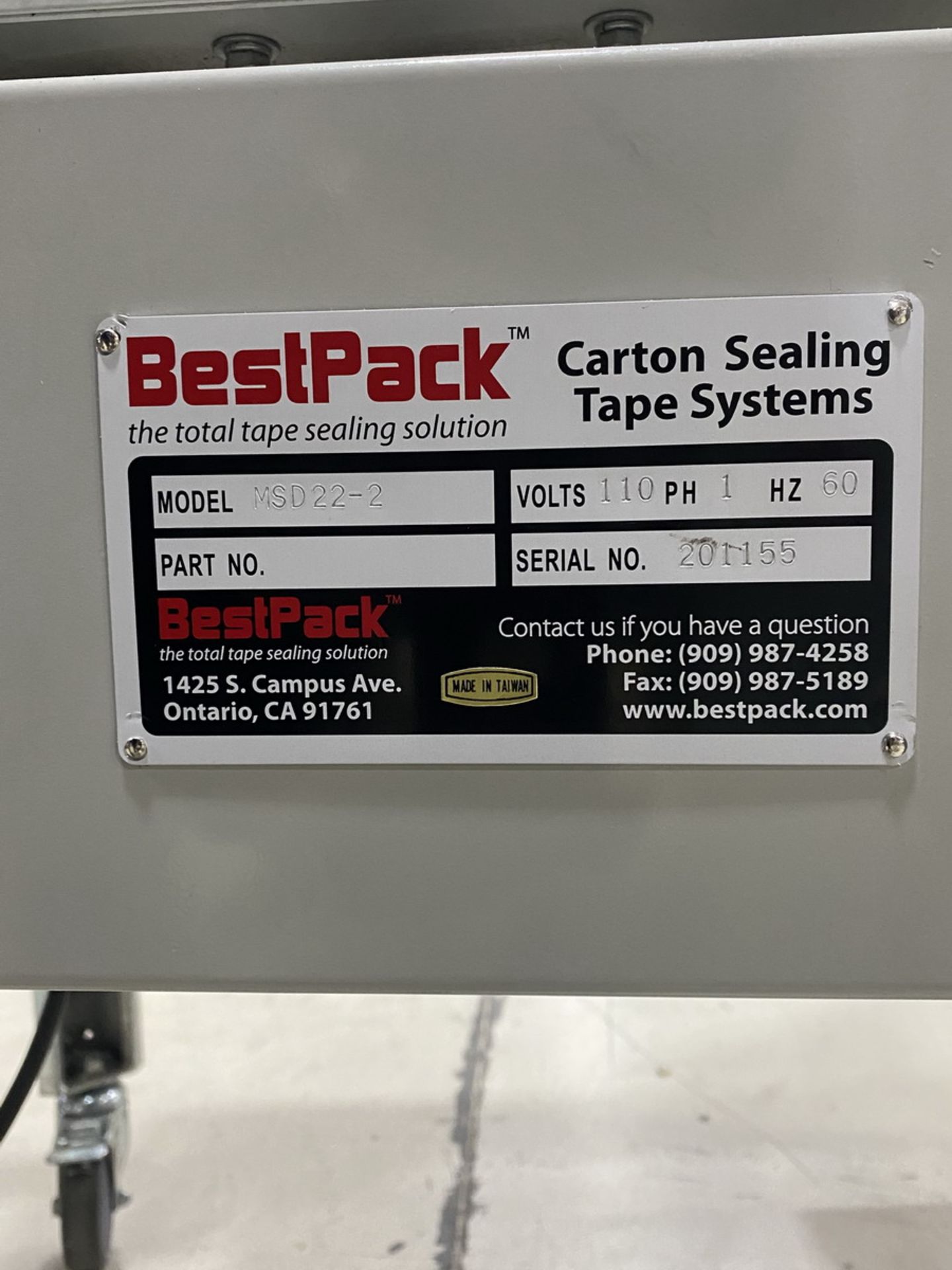 Best Pack Model MSD 22-2 Adjustable Top & Bottom Carton Sealer, S/N: 201155; with Power Side - Image 5 of 5