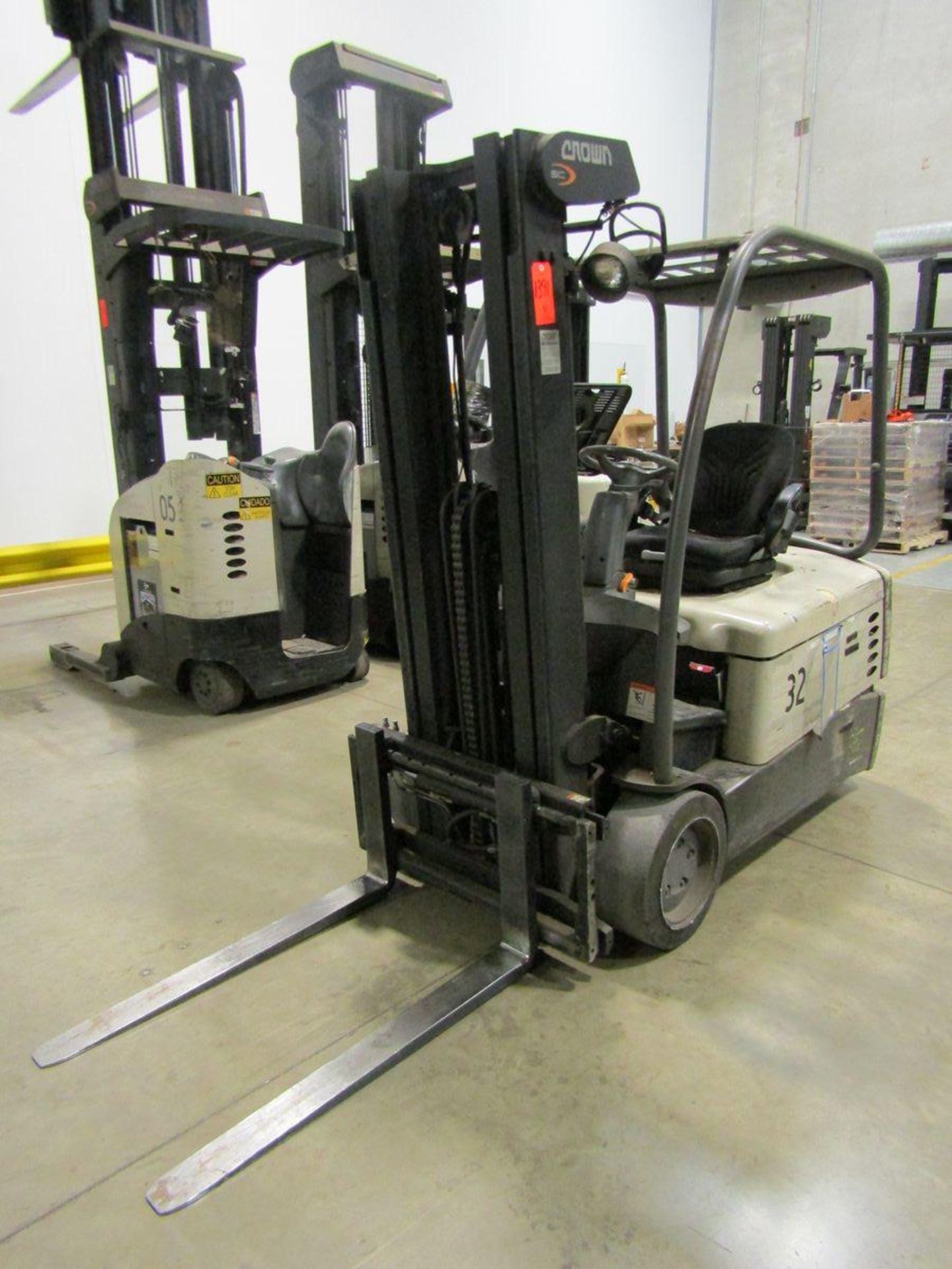 Crown 4,000 lb. Cap. Model SC4540-40 3-Wheel Electric Riding Fork Lift Truck, S/N: 9A165529; 36-V