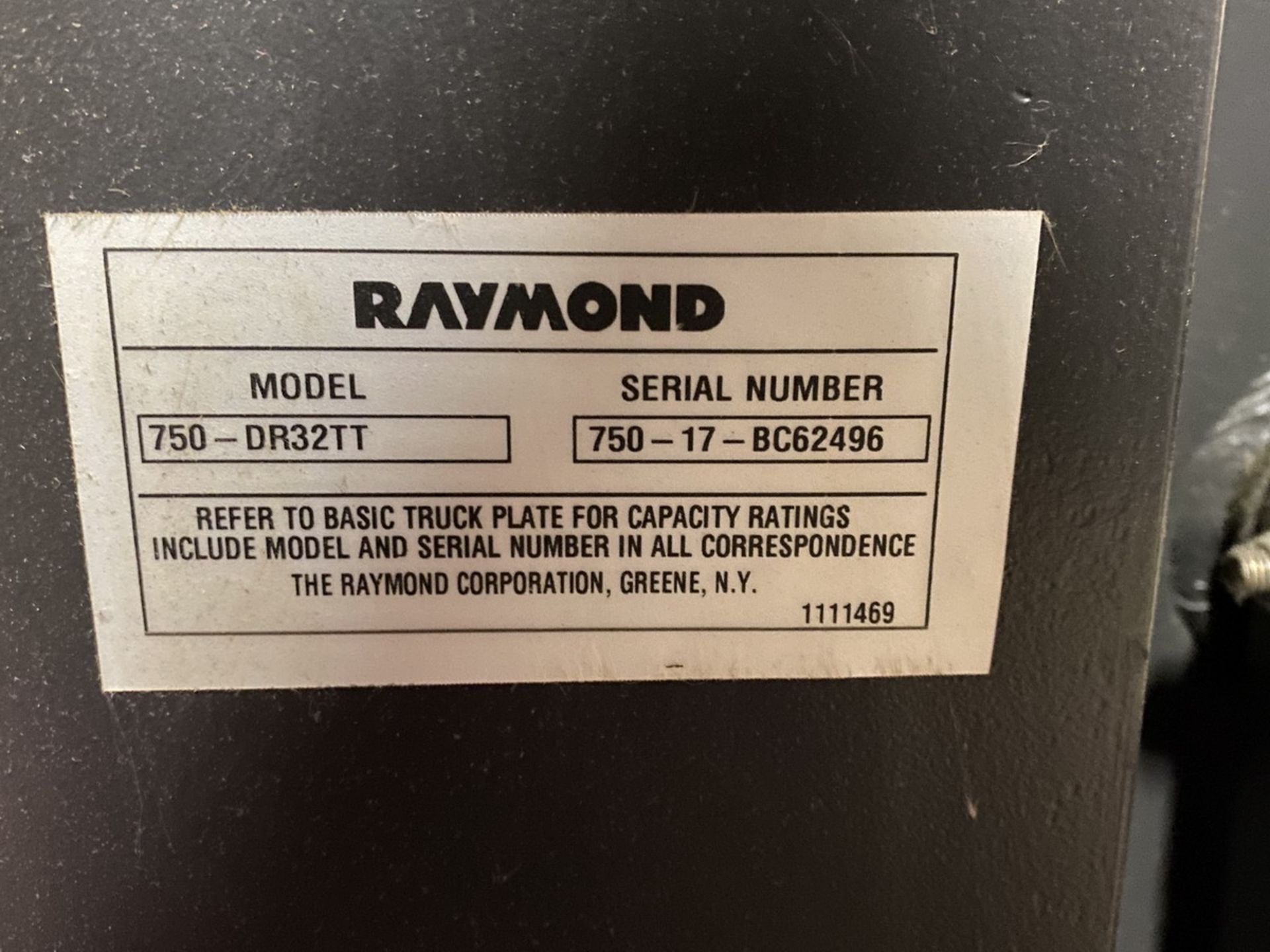 Raymond 3,200 lb. Model 750-DR32TT 3-Stage Electric Narrow Aisle Double Reach Forklift, S/N: 750- - Image 10 of 10