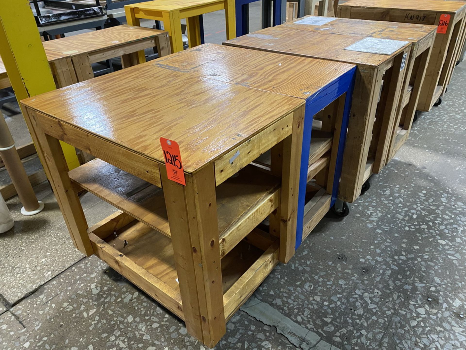 Lot - (4) Wooden Table Carts; 36 in x 24 in. x 38 in. (LxWxH) - (Located In: Bedford Park, IL)