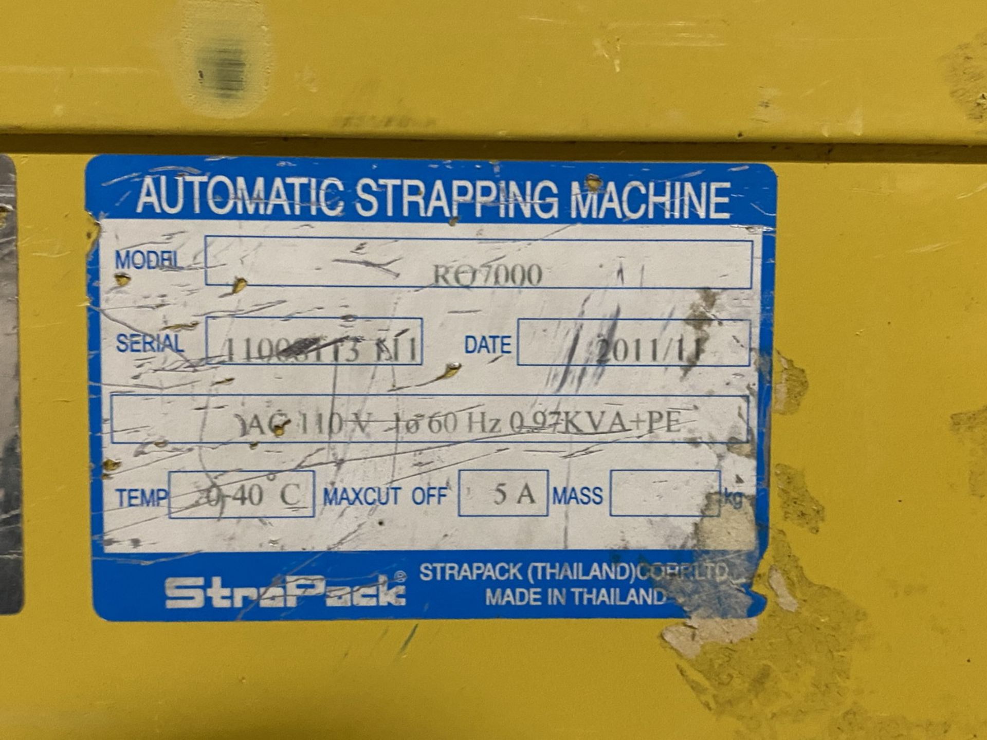 StraPack Model RQ7000 Automatic Strapping Machine, S/N: 11008113 111 (2011) - (Located In: Bedford - Image 3 of 3