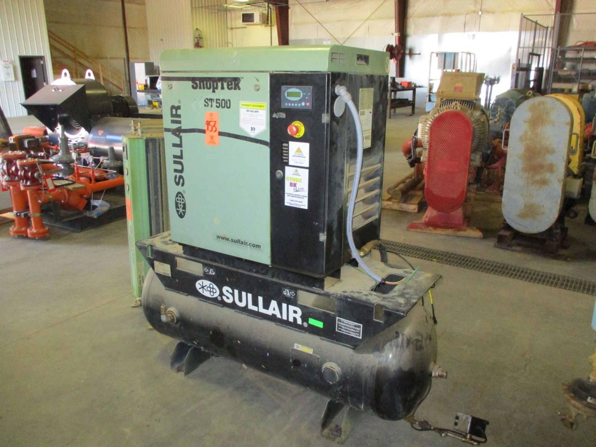 Sullair ST510 AC Shop Tek Horizontal Tank Mounted Rotary Screw Air Compressor, 2014, s/n