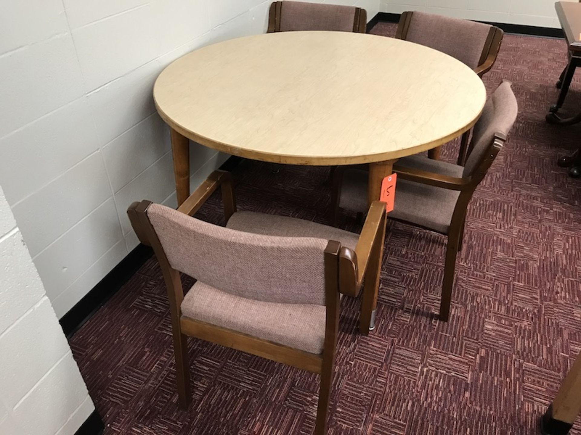 Lot - (2) 48 in. Diameter Wood Tables (8) Chairs (Room 310) - Image 2 of 2