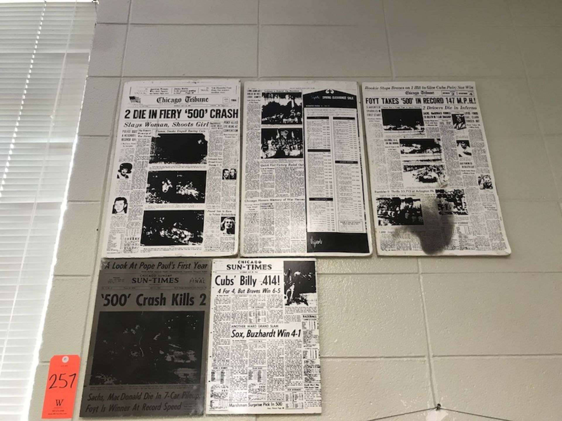 Lot - (5) Chicago Newspaper Wall Art (Room 406)