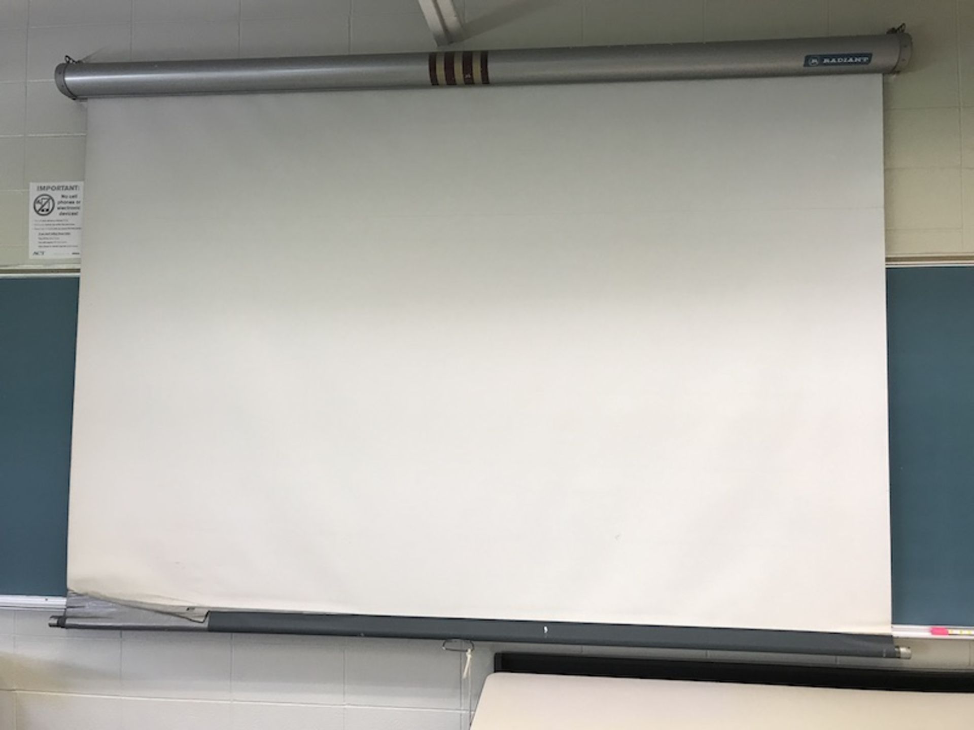 Lot - (2) 48 in. x 96 in. Dry Erase Boards (1) 4 ft. x 10 ft. Cork Board (1) 8 ft. x 6 ft. Projector - Image 3 of 4