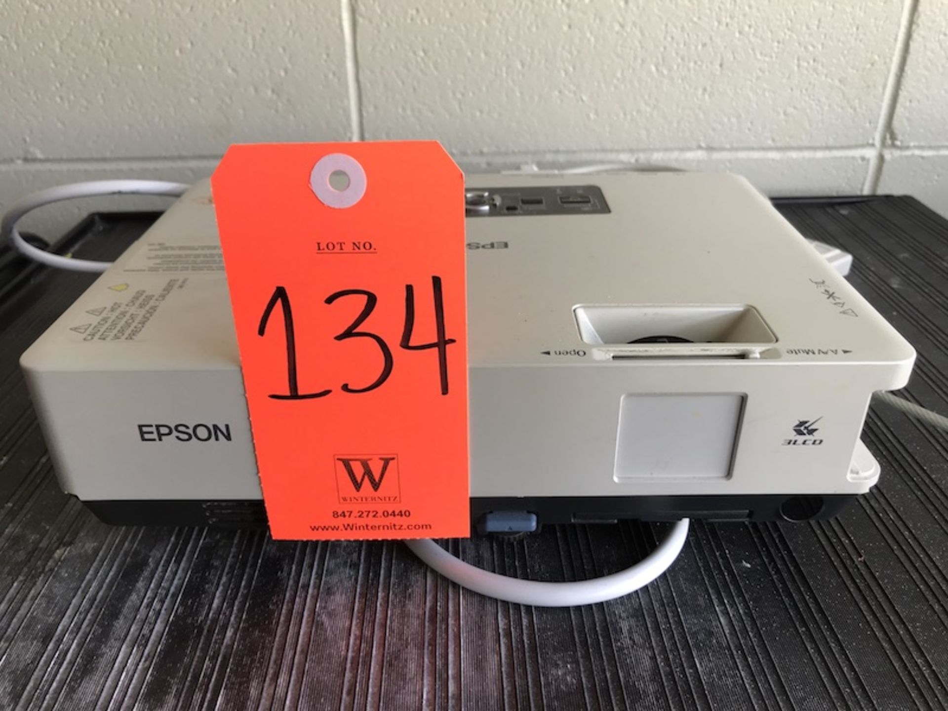 Lot - (1) Epson 3LCD Projector (1) Rolling Media Cart (Room 101)