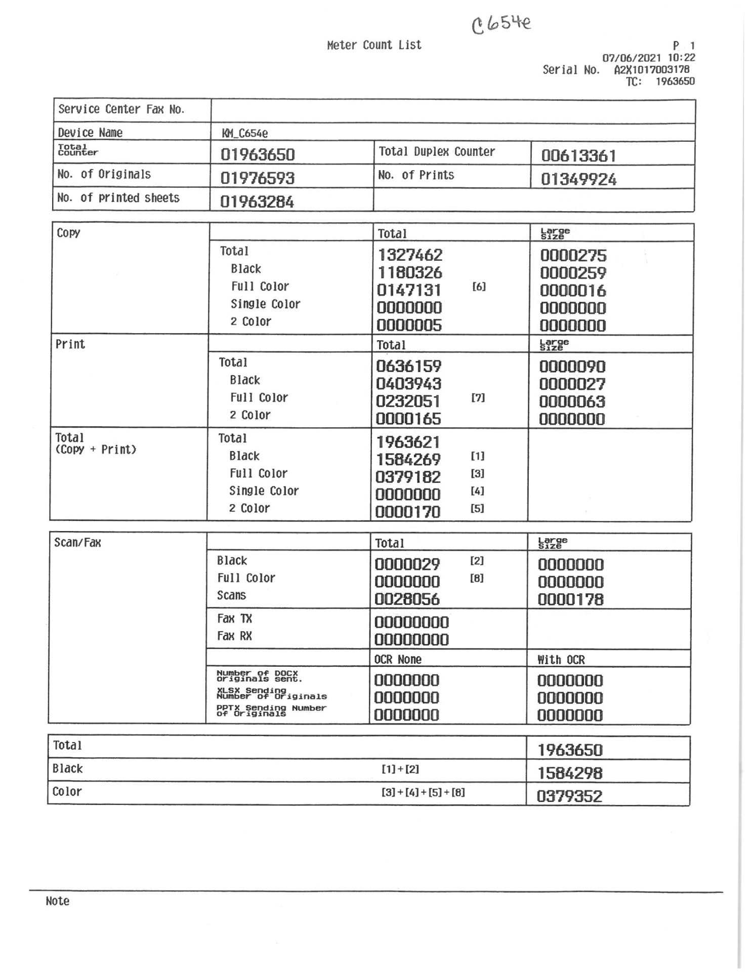 Konica Minolta Bizhub C654e Color Copier/Printer/Scanner, S/N: A2X1017003178 (Hard Drive Last - Image 6 of 7