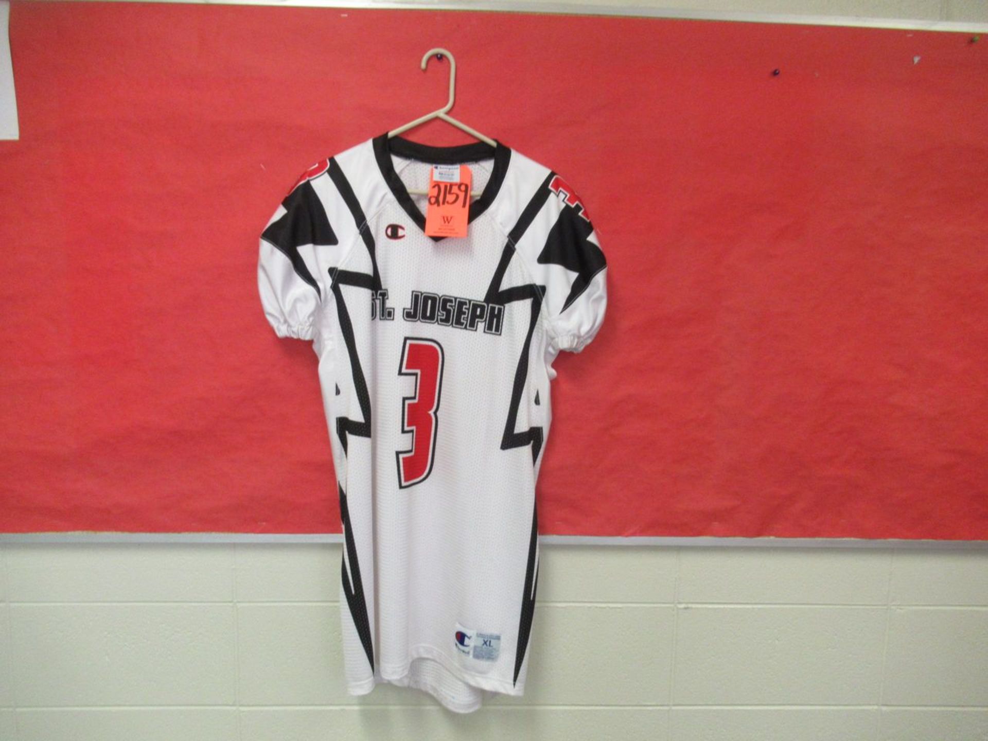 #3 Champion XL St Joseph White Football Jersey (Room 110)