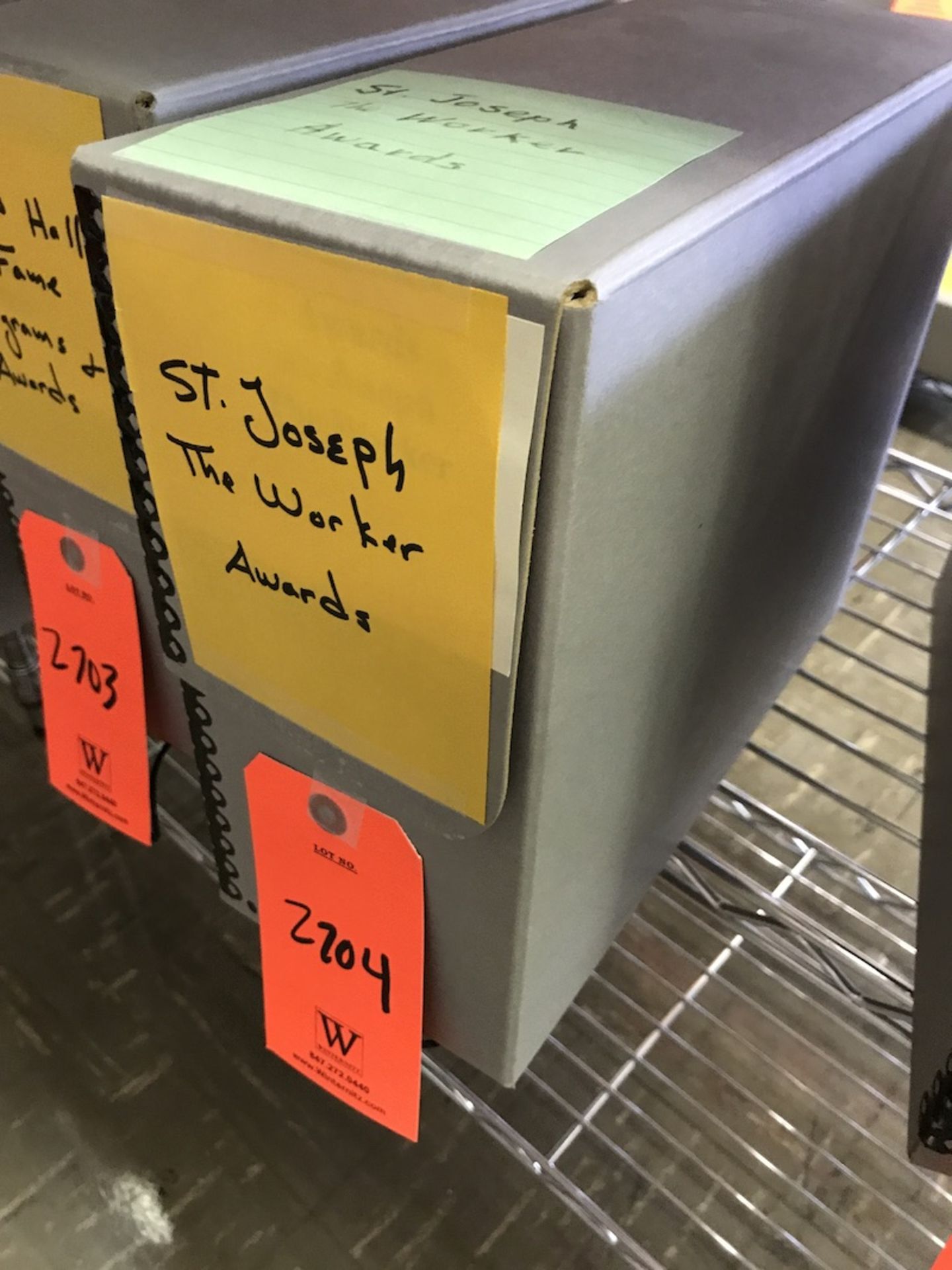 Archive Box with Contents of St. Joseph The Worker Awards (Room 406)