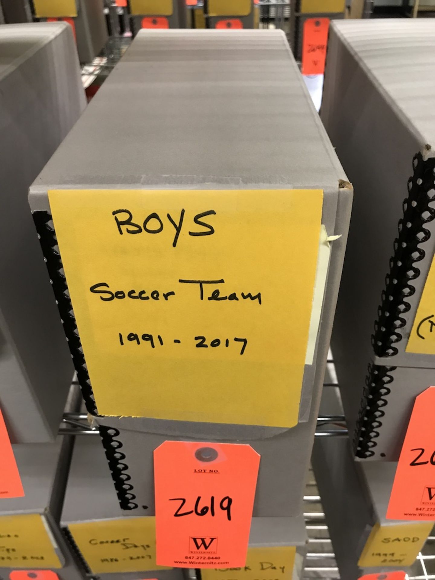 Archive Box with Contents of Boys Soccer Team 1991-2017 (Room 406)