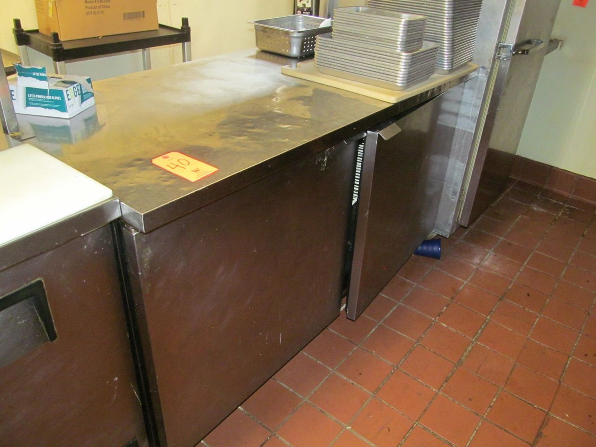 Stainless Steel Food Prep Station Refrigerator, with (2) Swing Doors, (2) Shelving Units, and