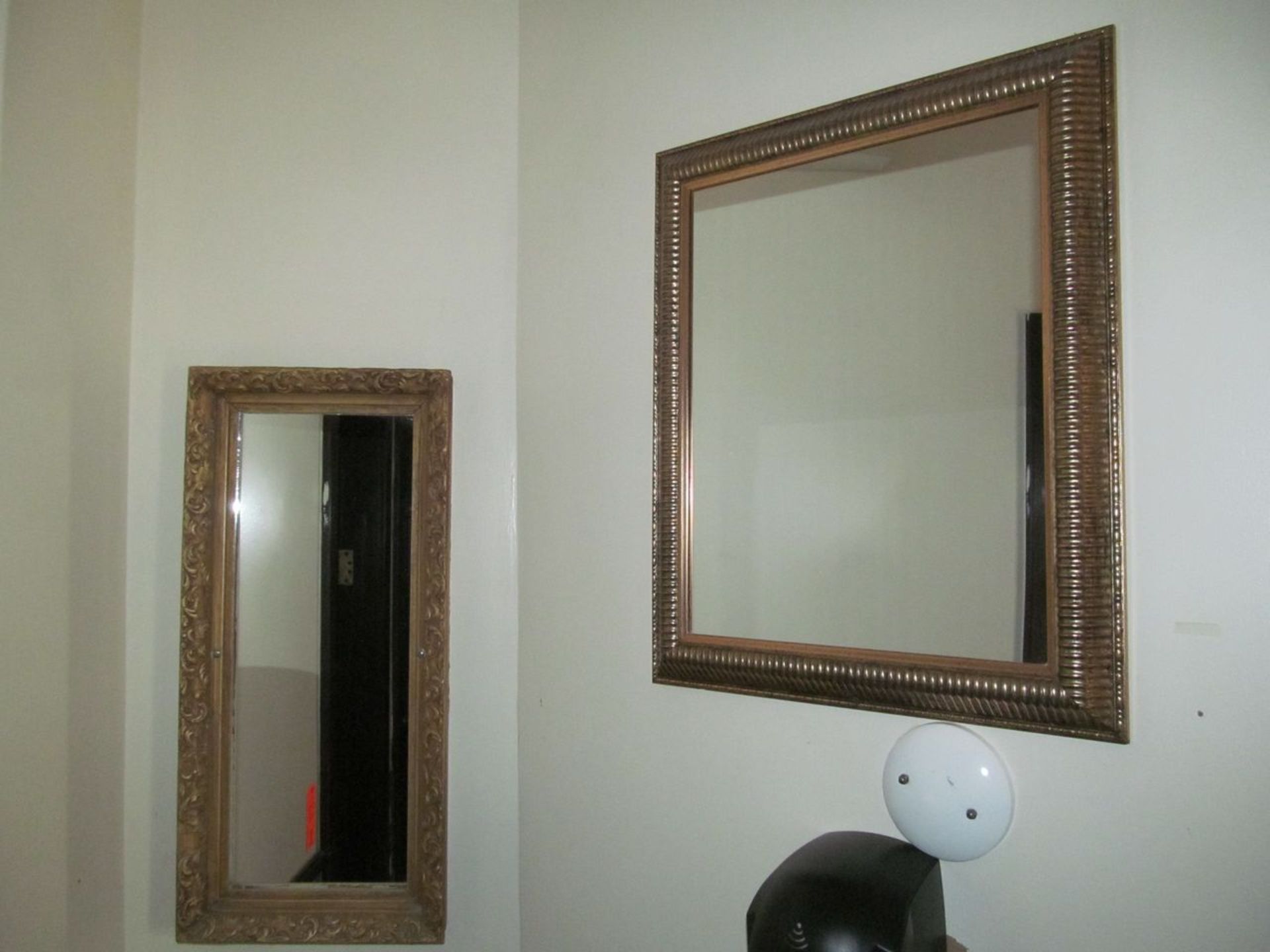 Lot - (2) Posters, (4) Mirrors (Upstairs Restrooms)