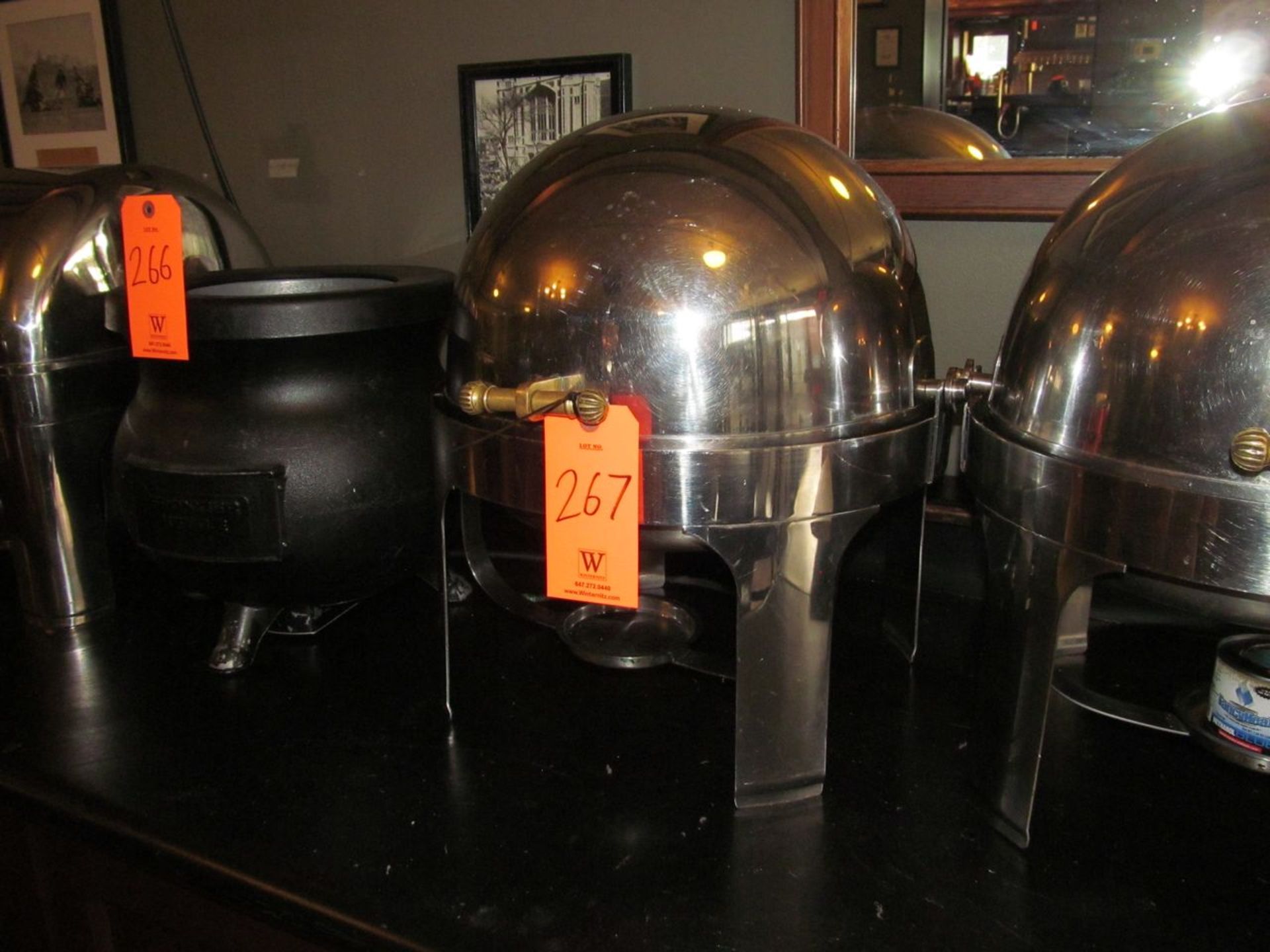 Round Chafing Serving Dish, with Brass Handle (Bowling Room)