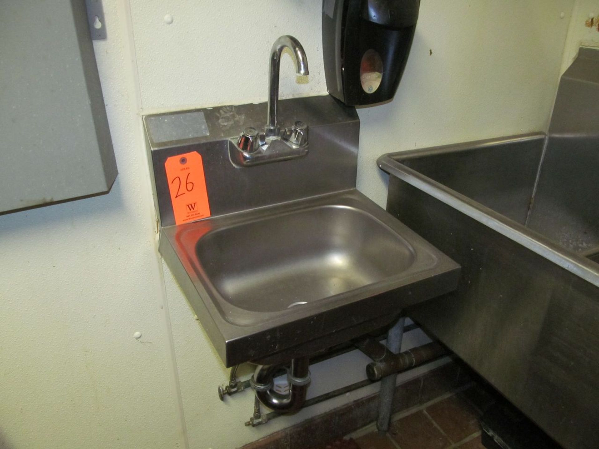 Single Basin Wash Sink, with Soap Dispenser (Upstairs Prep and Wash)